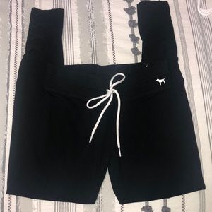 PINK leggings with criss-cross leg detail